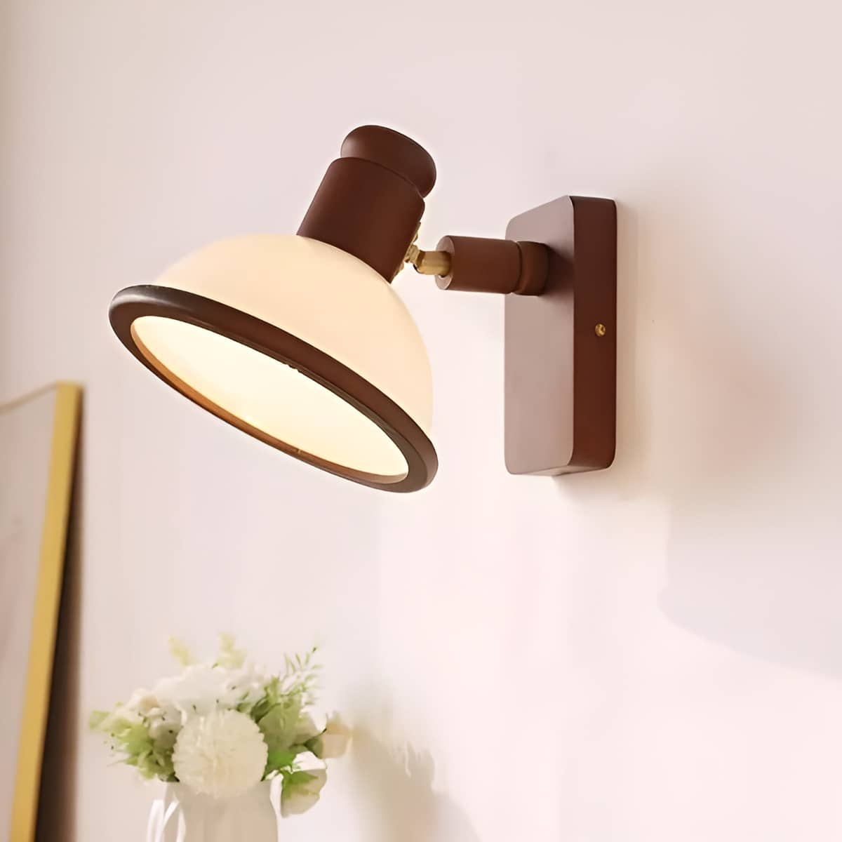 Rustic Dome Wooden Adjustable Wall Reading Light