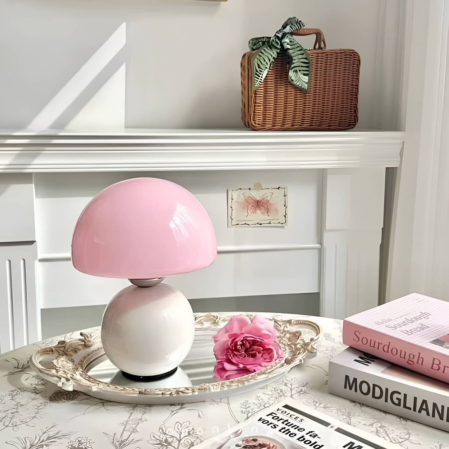 Scandi Retro Glass Mushroom Bedside Lamp