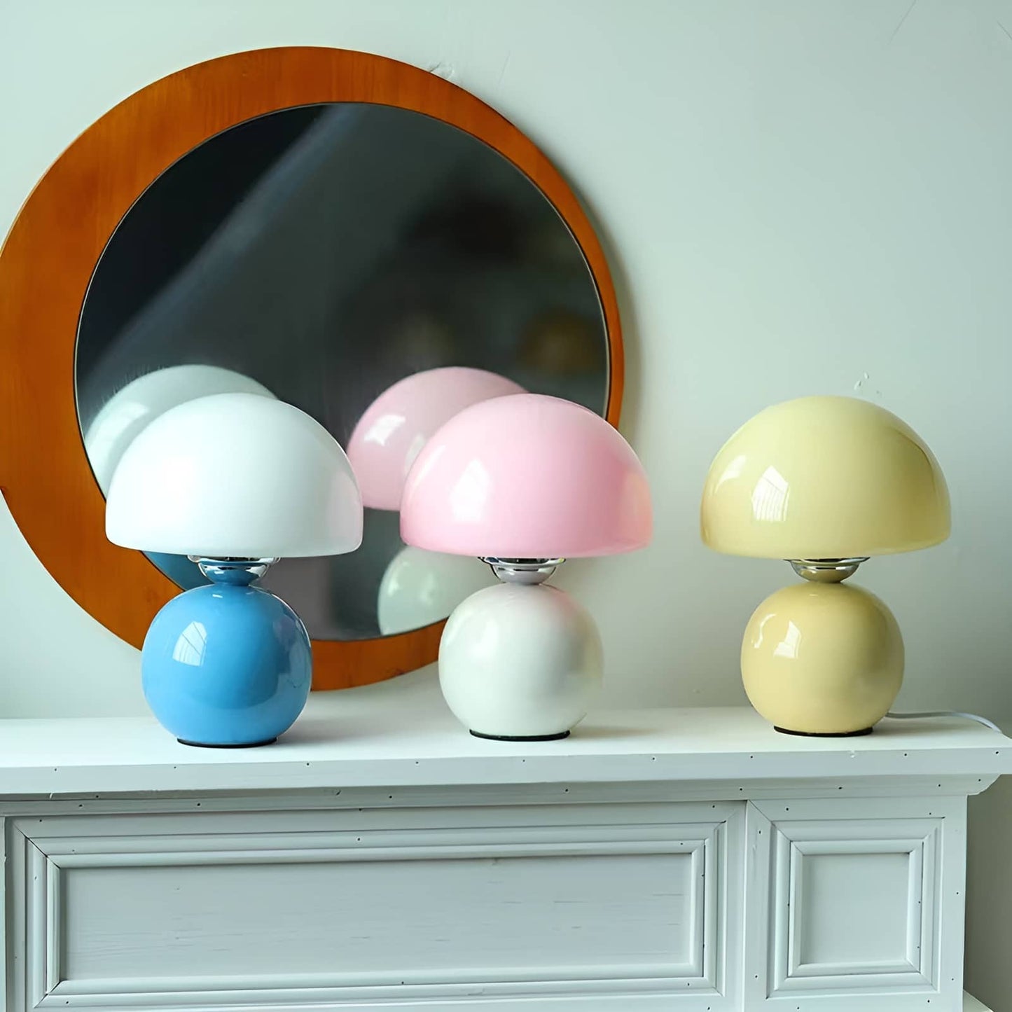 Scandi Retro Glass Mushroom Bedside Lamp