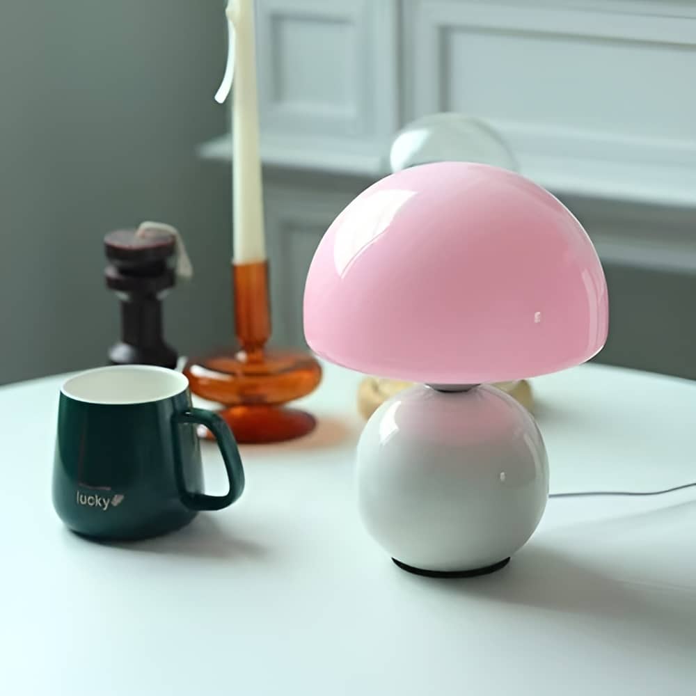 Scandi Retro Glass Mushroom Bedside Lamp
