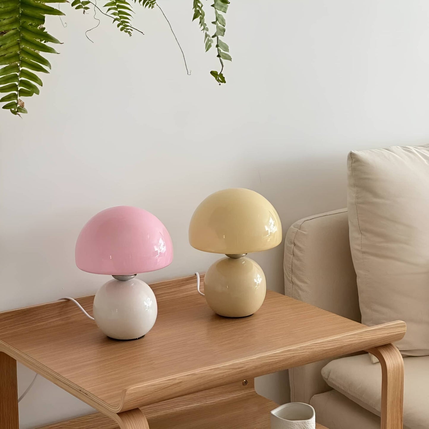 Scandi Retro Glass Mushroom Bedside Lamp
