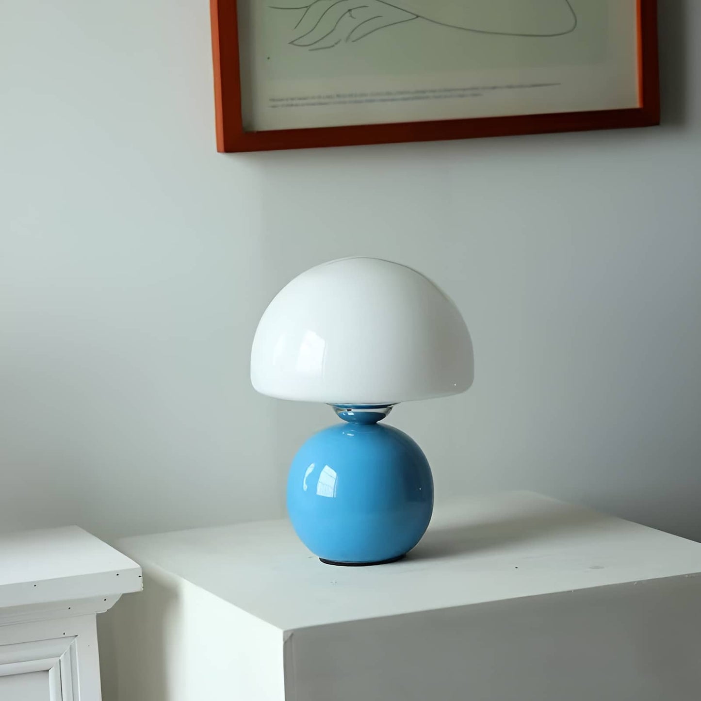 Scandi Retro Glass Mushroom Bedside Lamp