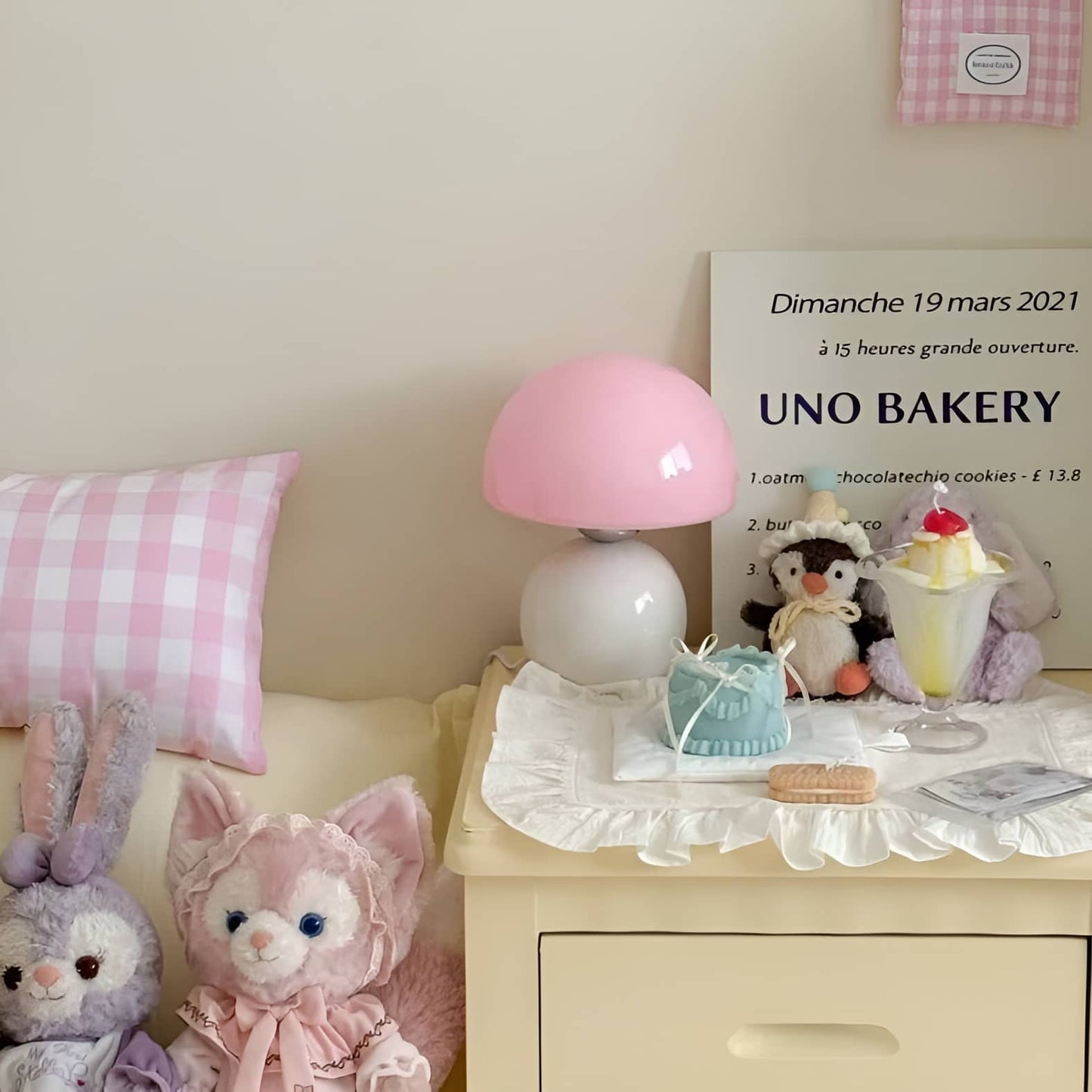 Scandi Retro Glass Mushroom Bedside Lamp
