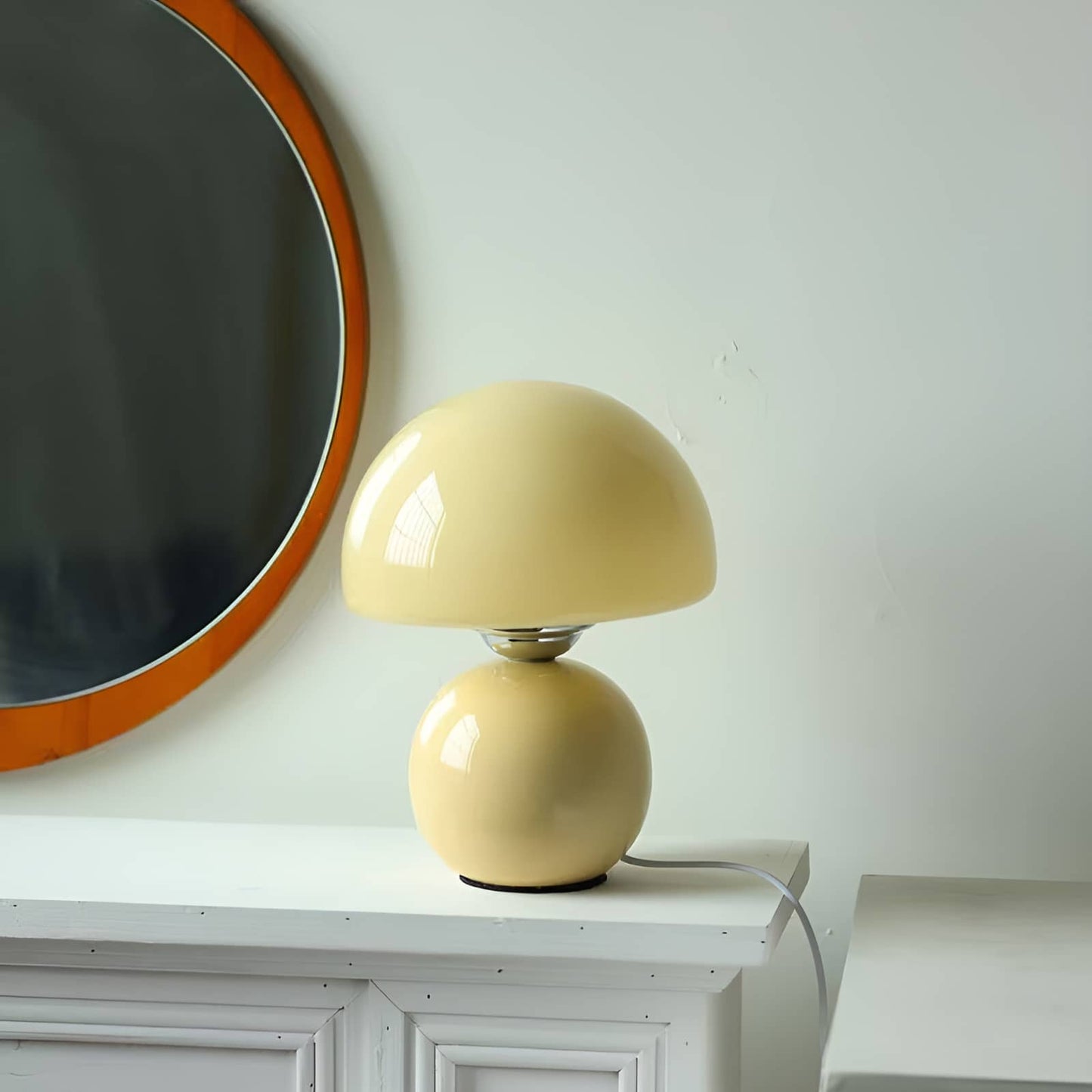 Scandi Retro Glass Mushroom Bedside Lamp