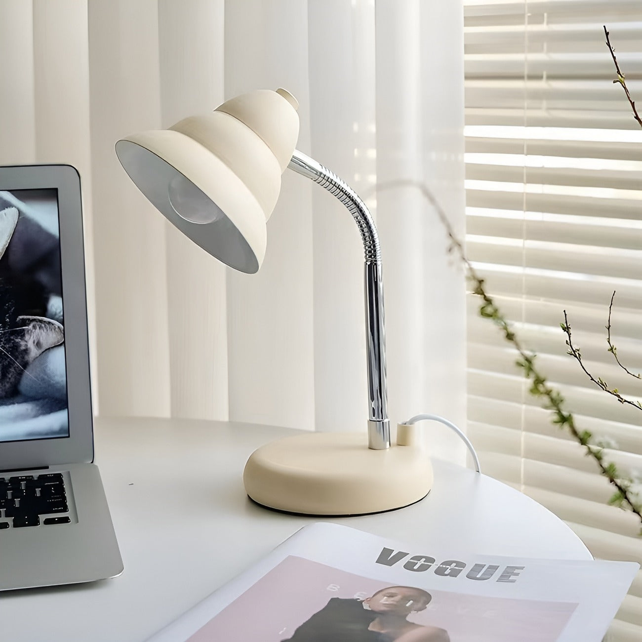Scandinavian Cream Beige Adjustable Table Lamp