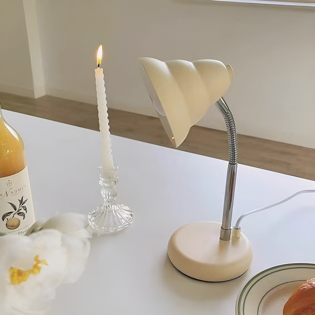Scandinavian Cream Beige Adjustable Table Lamp