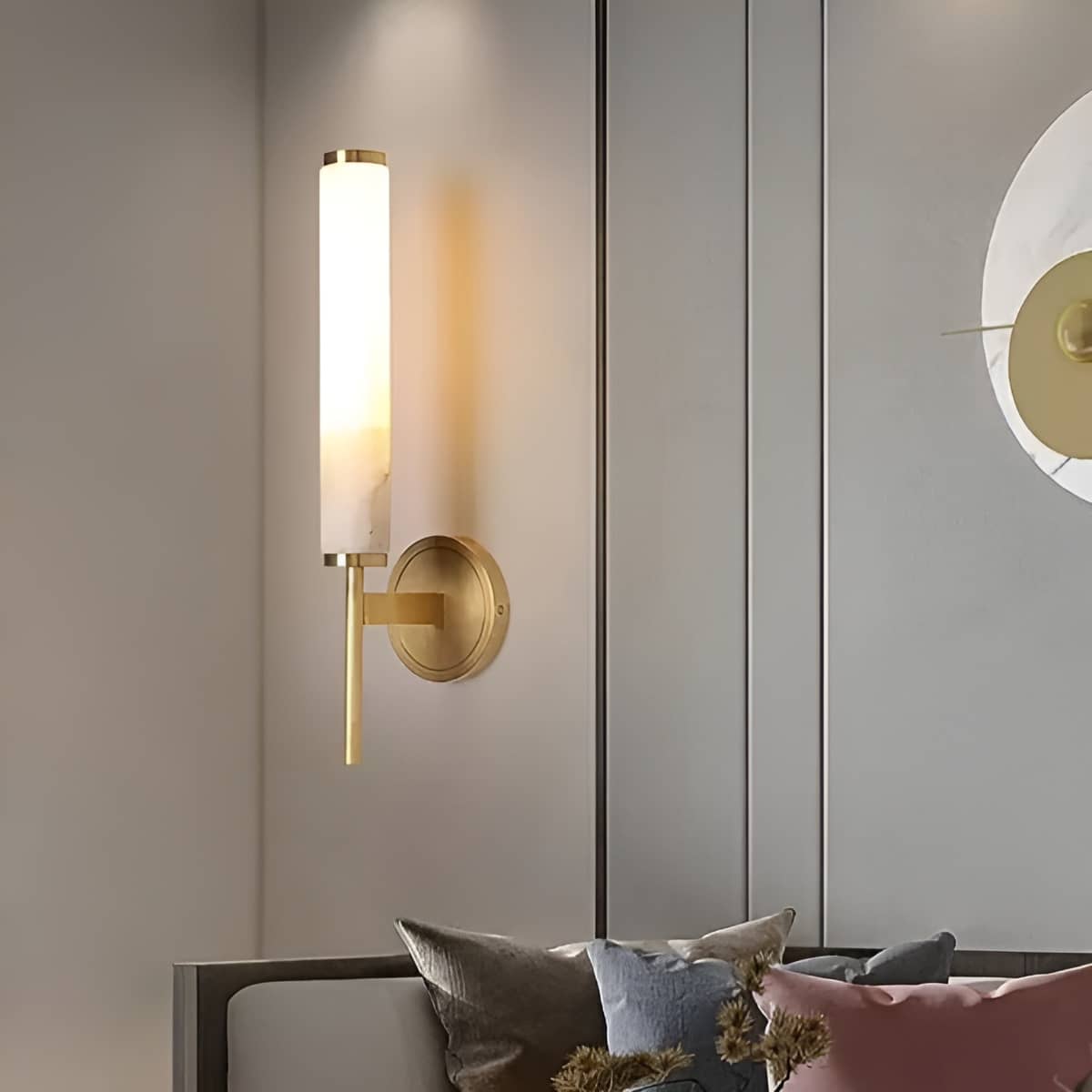 Simple Marble and Copper Antique Wall Sconce