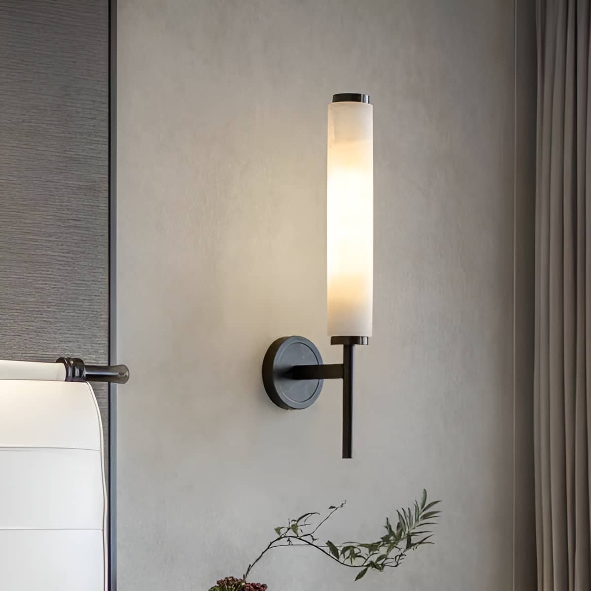 Simple Marble and Copper Antique Wall Sconce