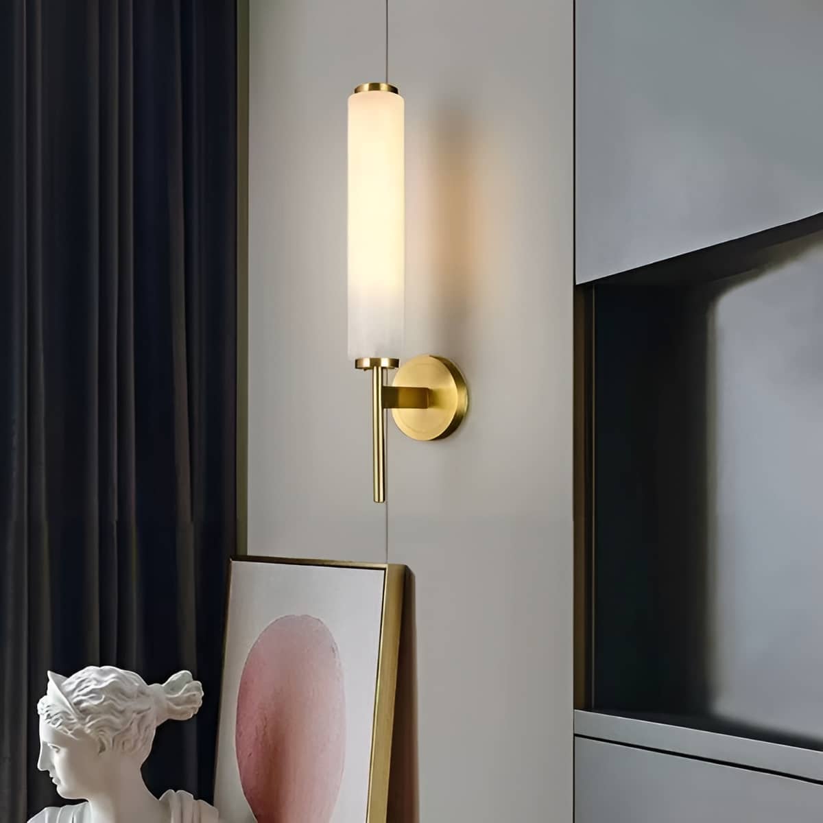 Simple Marble and Copper Antique Wall Sconce