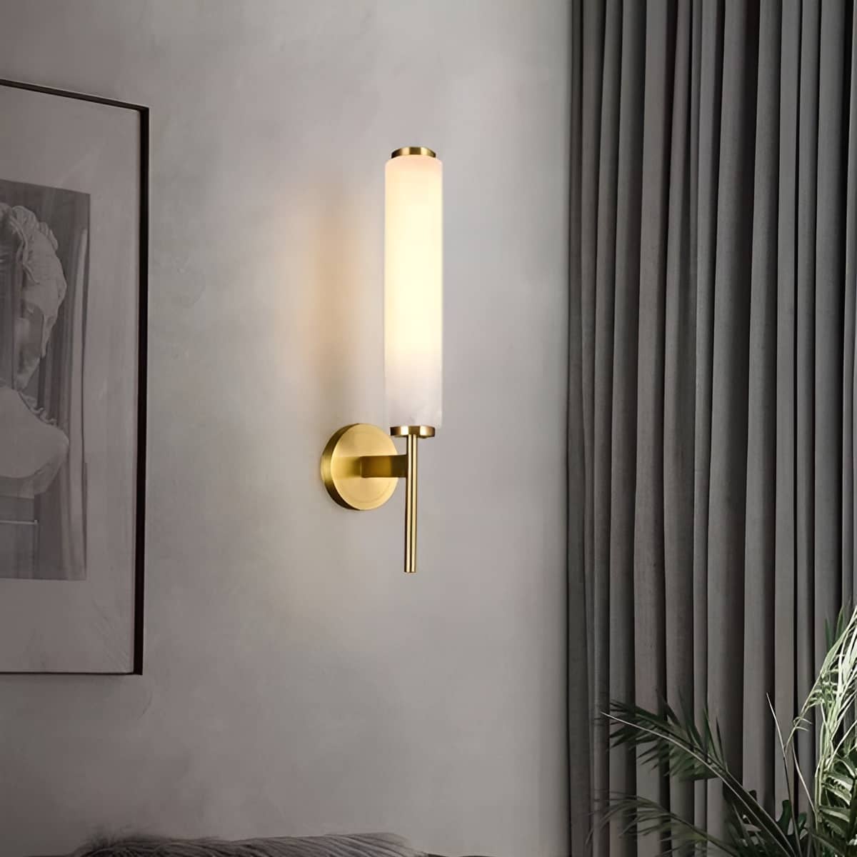 Simple Marble and Copper Antique Wall Sconce