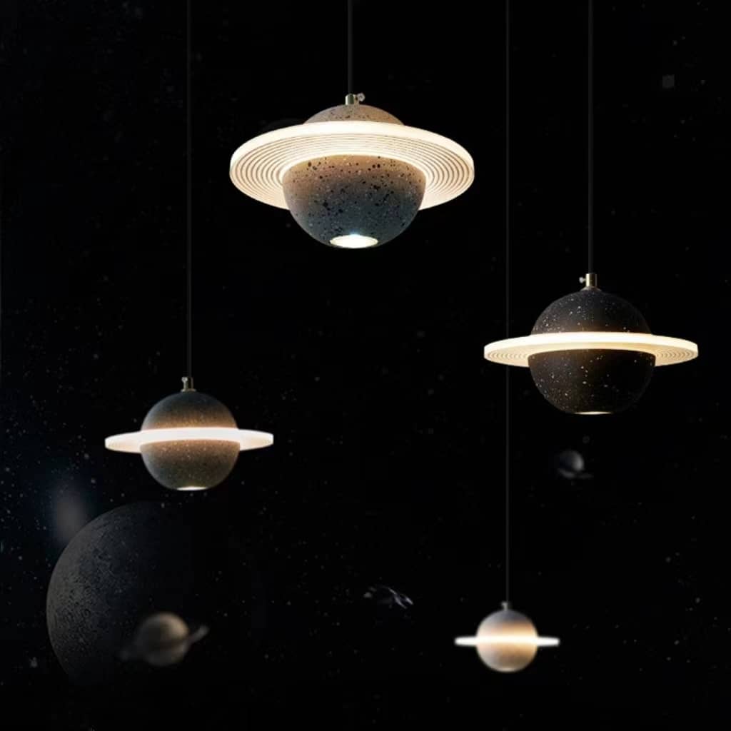 Space Age Halo Planet LED Pendant light