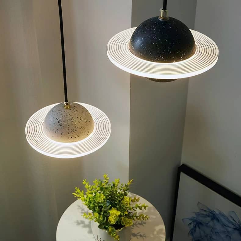 Space Age Halo Planet LED Pendant light