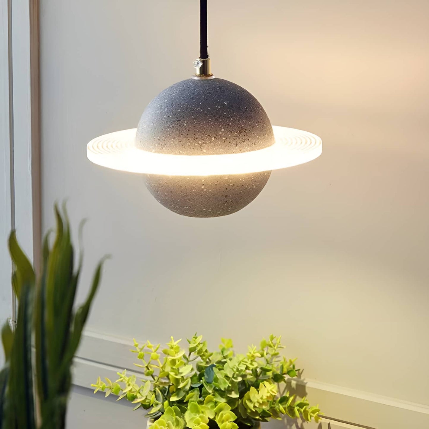 Space Age Halo Planet LED Pendant light