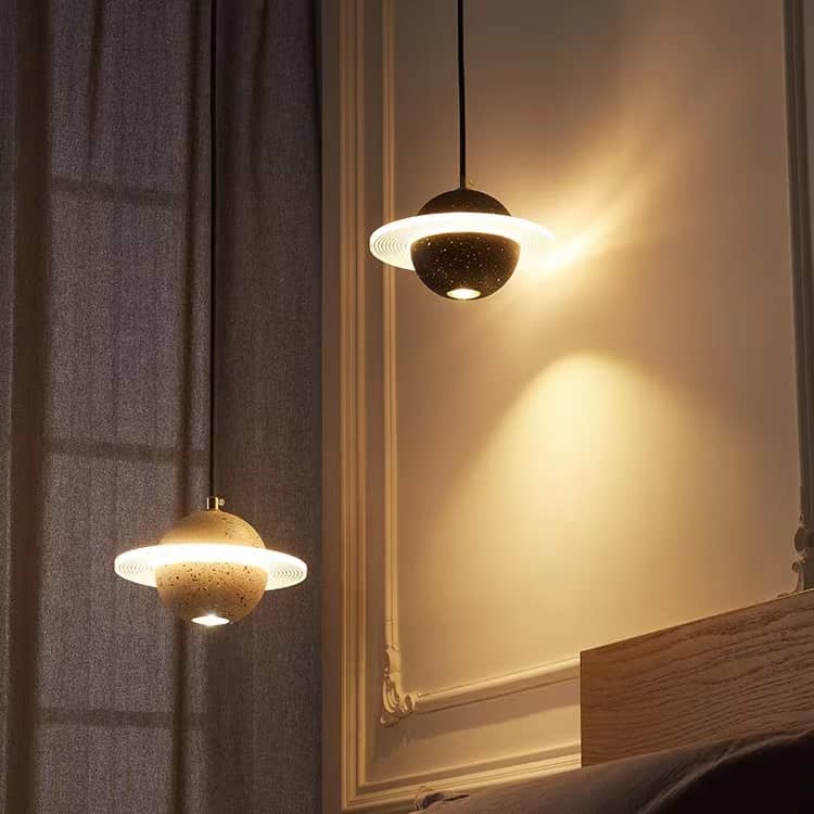 Space Age Halo Planet LED Pendant light