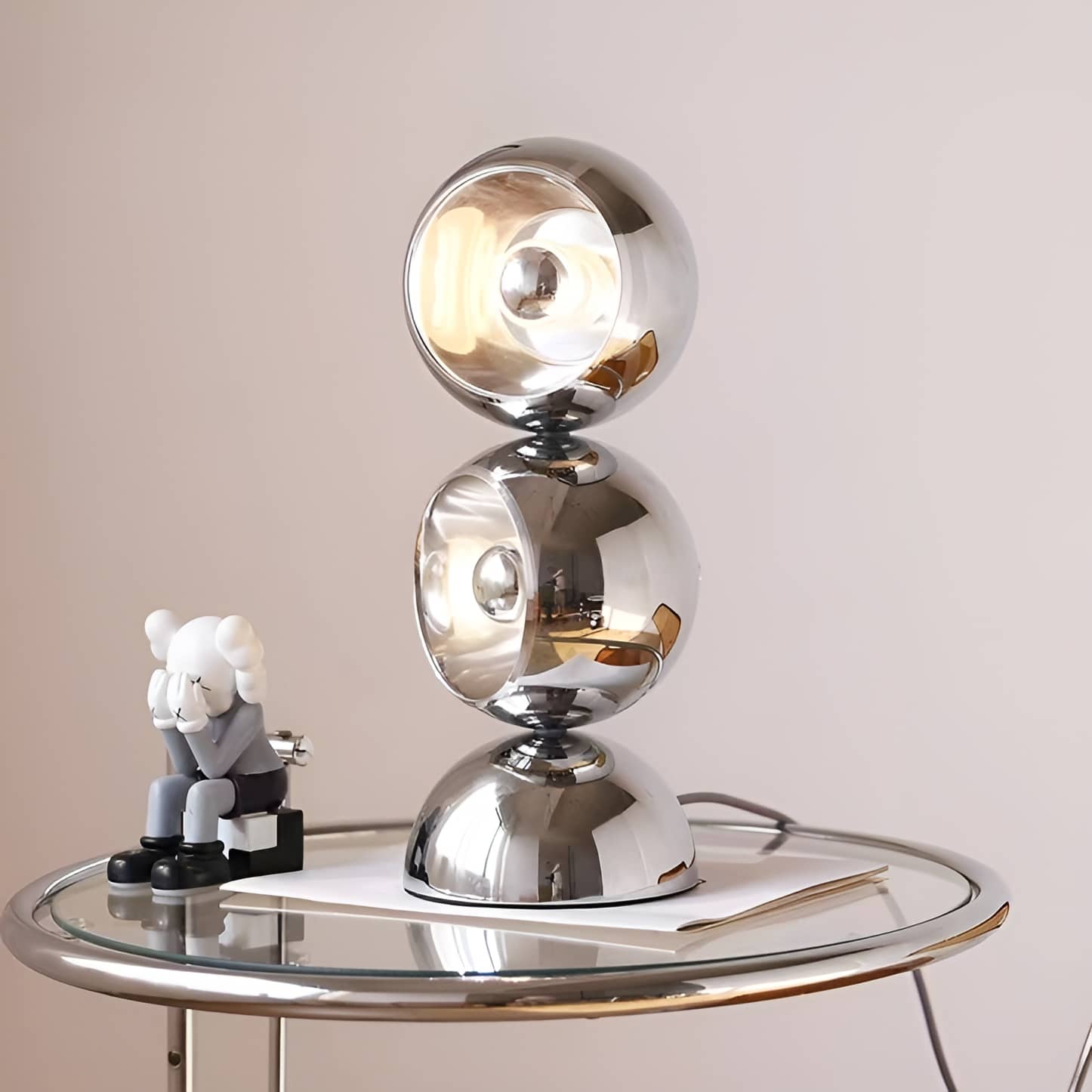 Space Age Eyeball Silver Metal Table Lamp