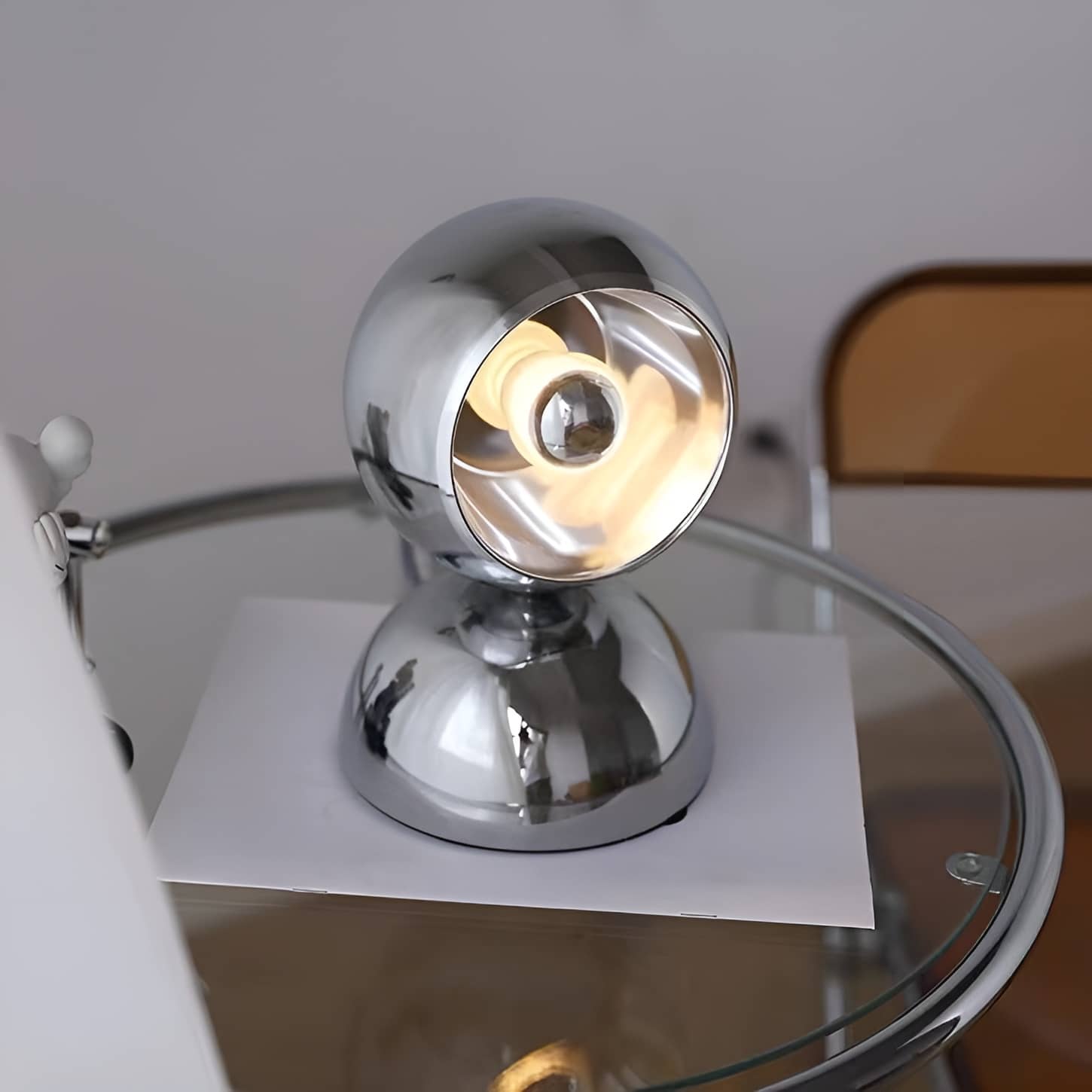 Space Age Eyeball Silver Metal Table Lamp