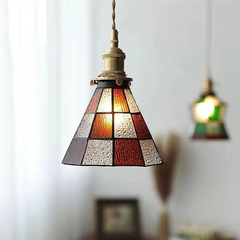 Tiffany Antique Stained Glass Pendant Light