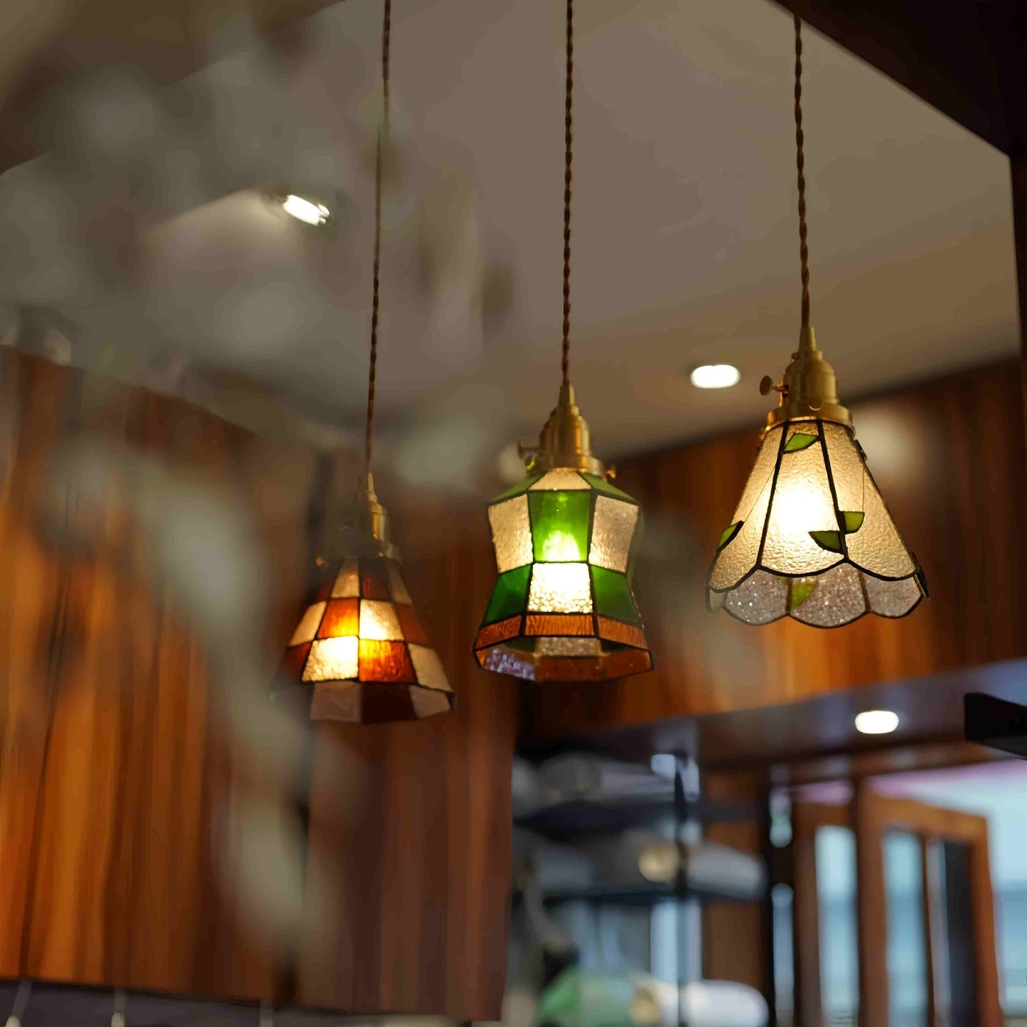 Tiffany Antique Stained Glass Pendant Light