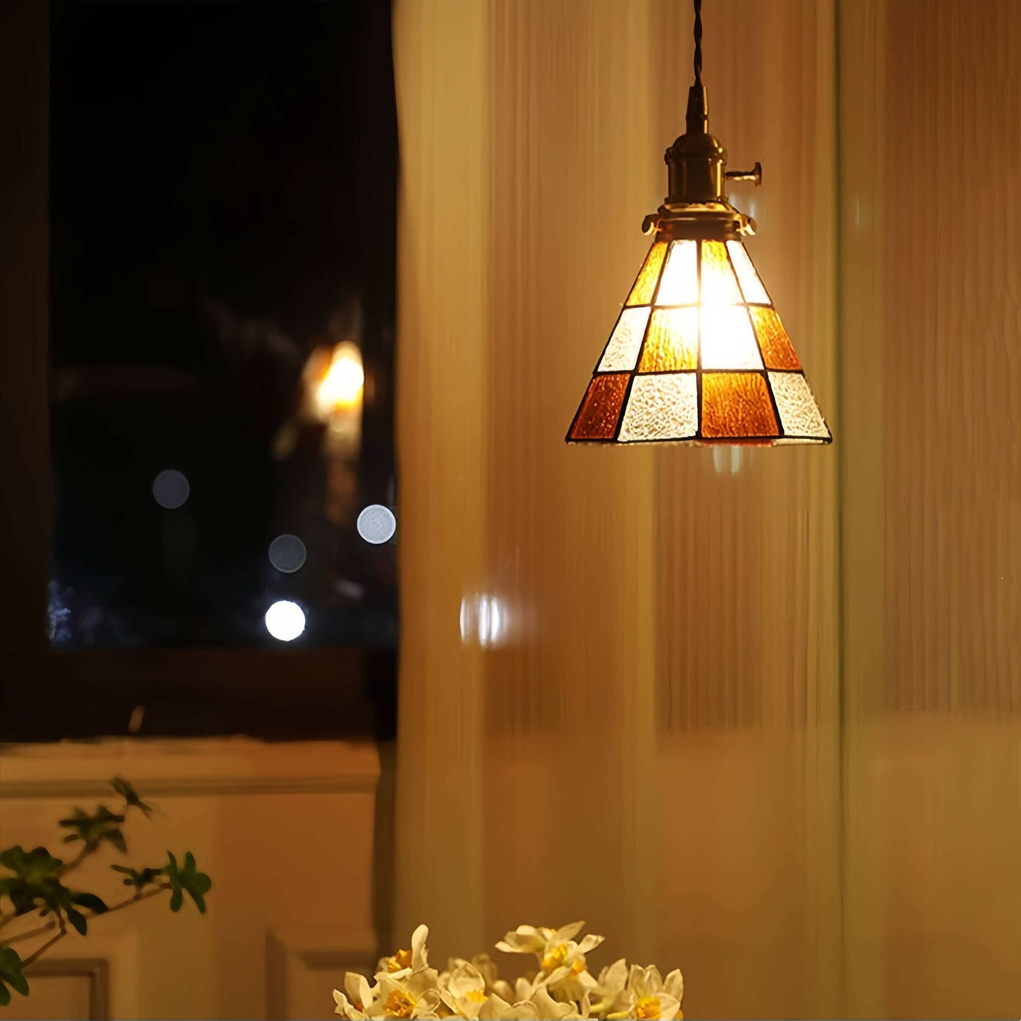 Tiffany Antique Stained Glass Pendant Light