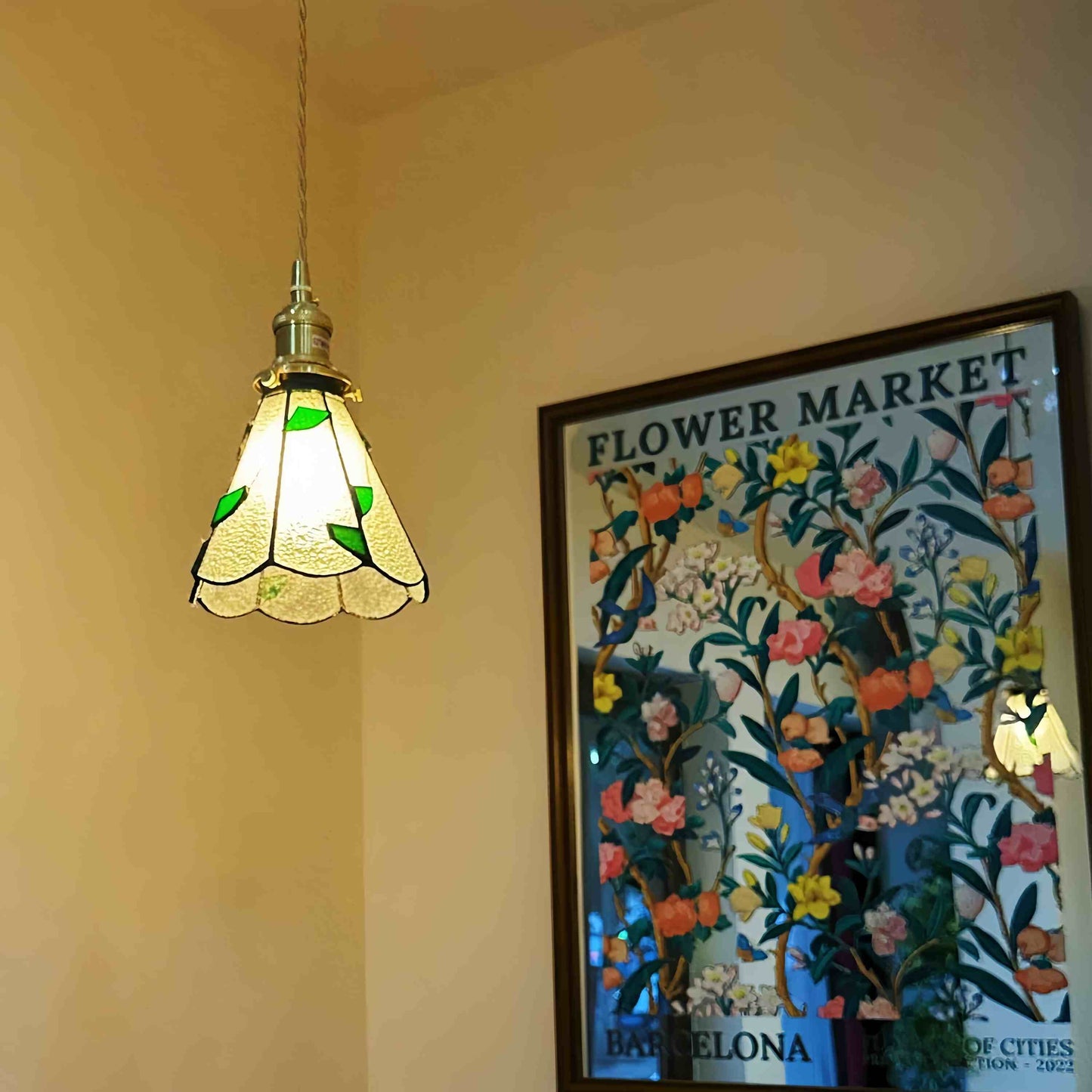 Tiffany Antique Stained Glass Pendant Light