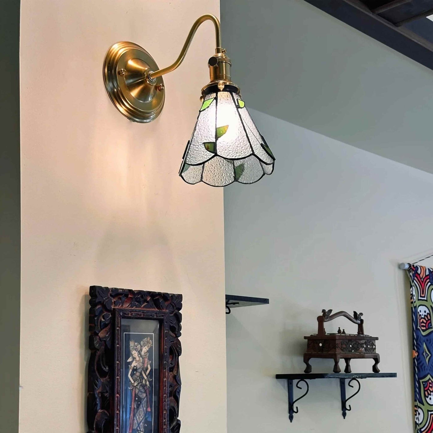 Tiffany Antique Stained Glass Wall Light