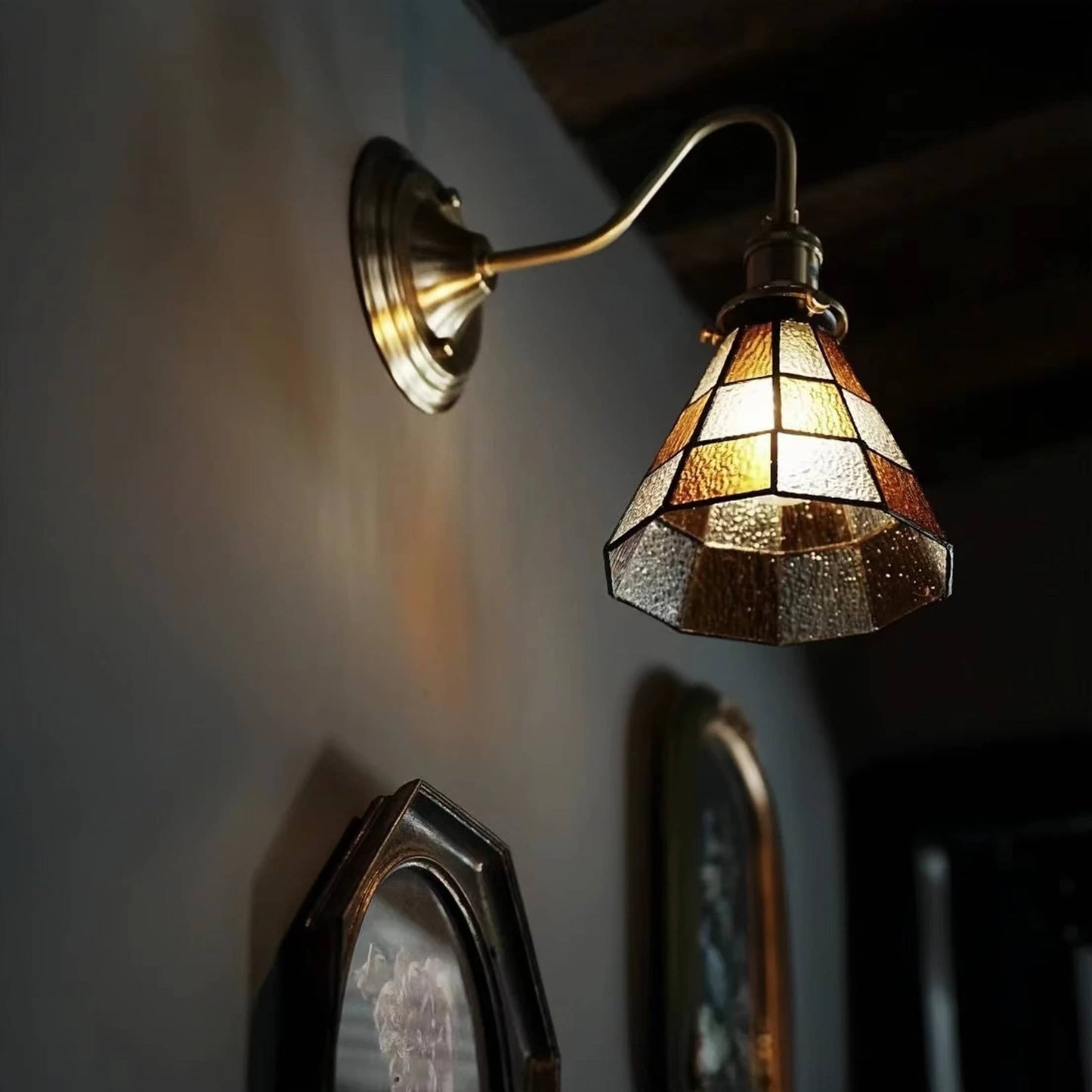 Tiffany Antique Stained Glass Wall Light
