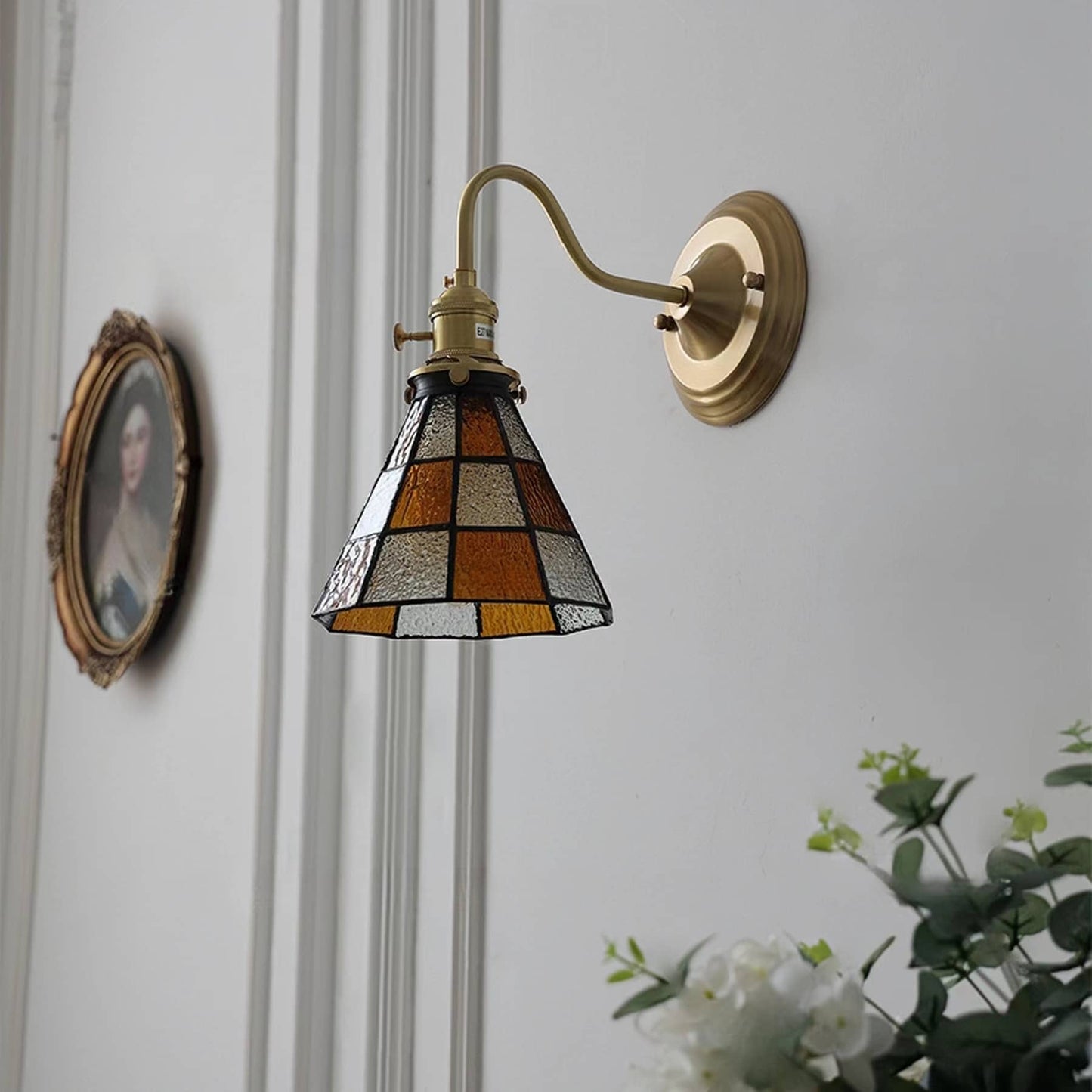 Tiffany Antique Stained Glass Wall Light
