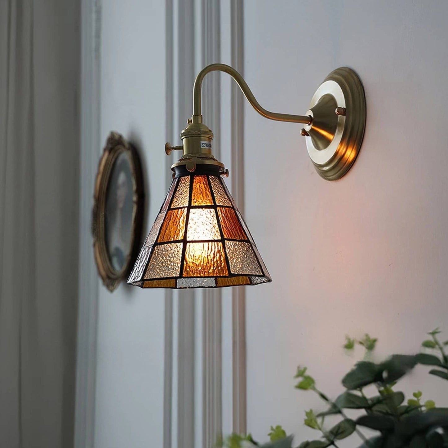 Tiffany Antique Stained Glass Wall Light