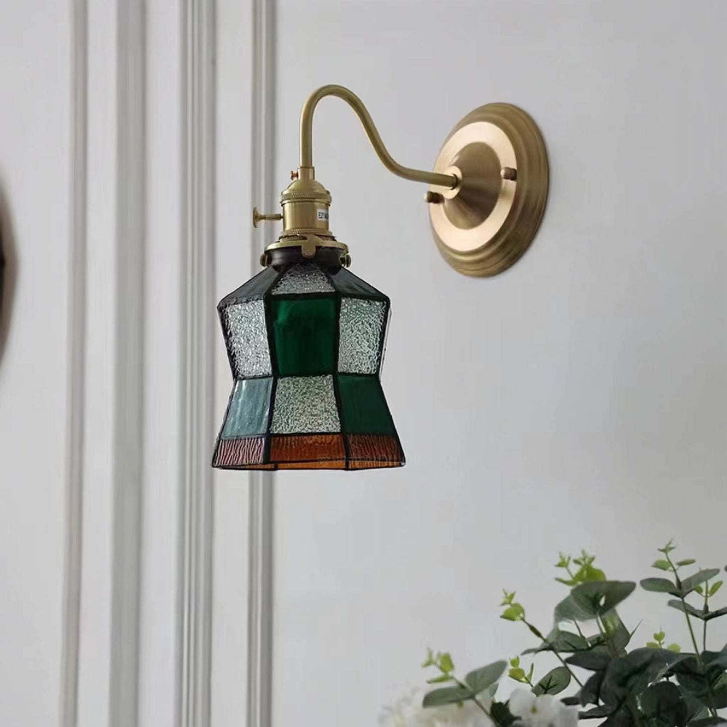 Tiffany Antique Stained Glass Wall Light