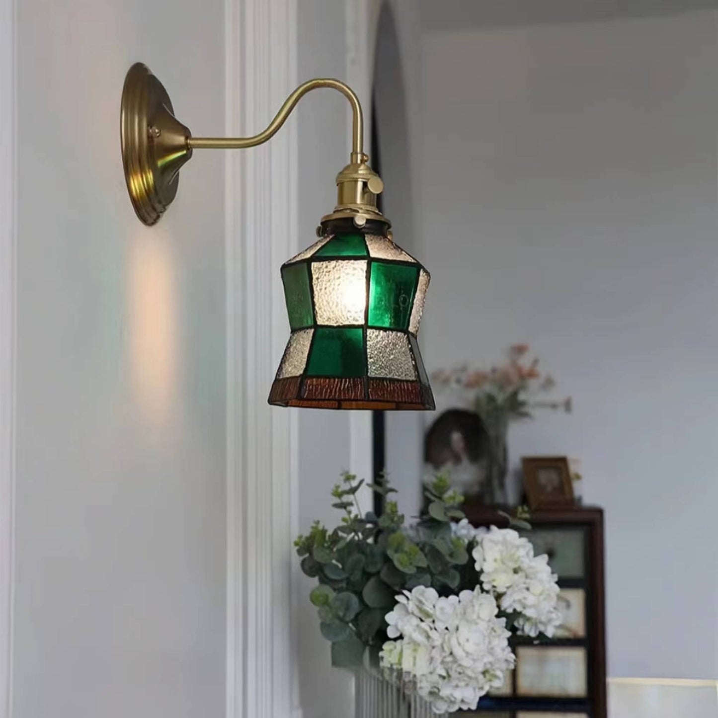 Tiffany Antique Stained Glass Wall Light