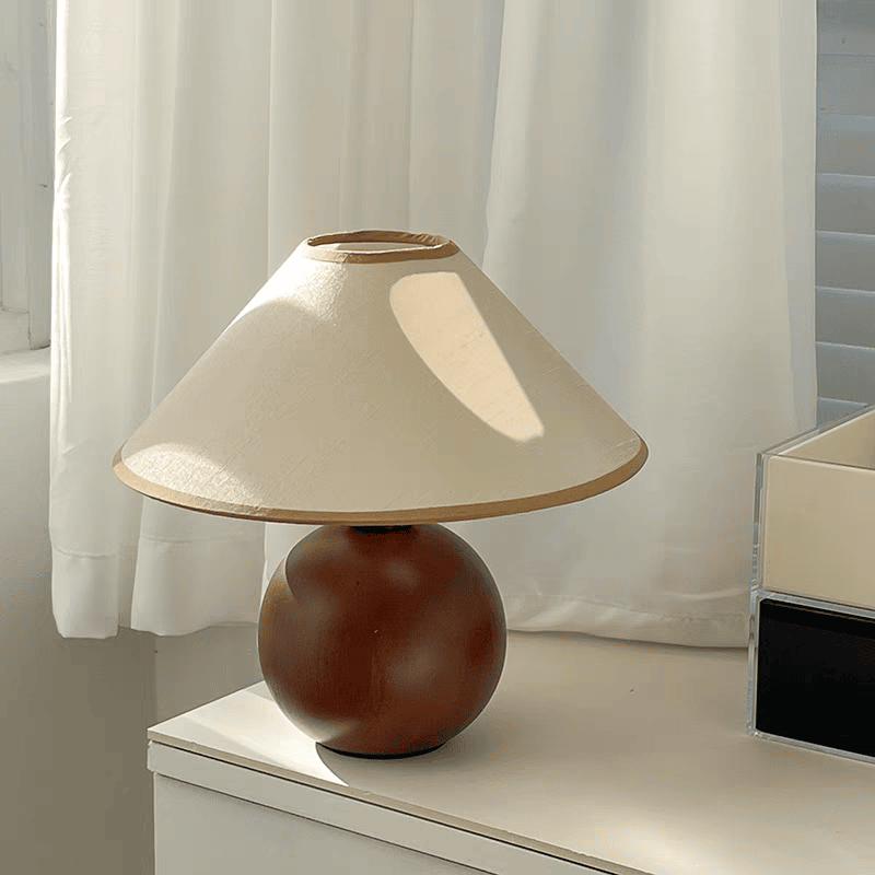 Vintage Minimalist Fabric Wooden Bedside Lamp