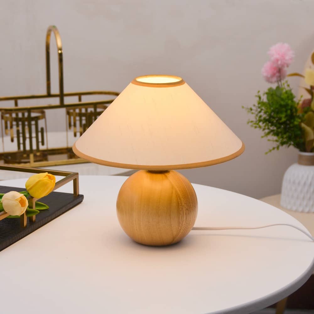 Vintage Minimalist Fabric Wooden Bedside Lamp