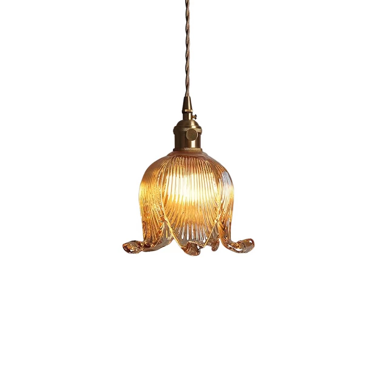 Vintage Tulip Glass Brass Pendant Light