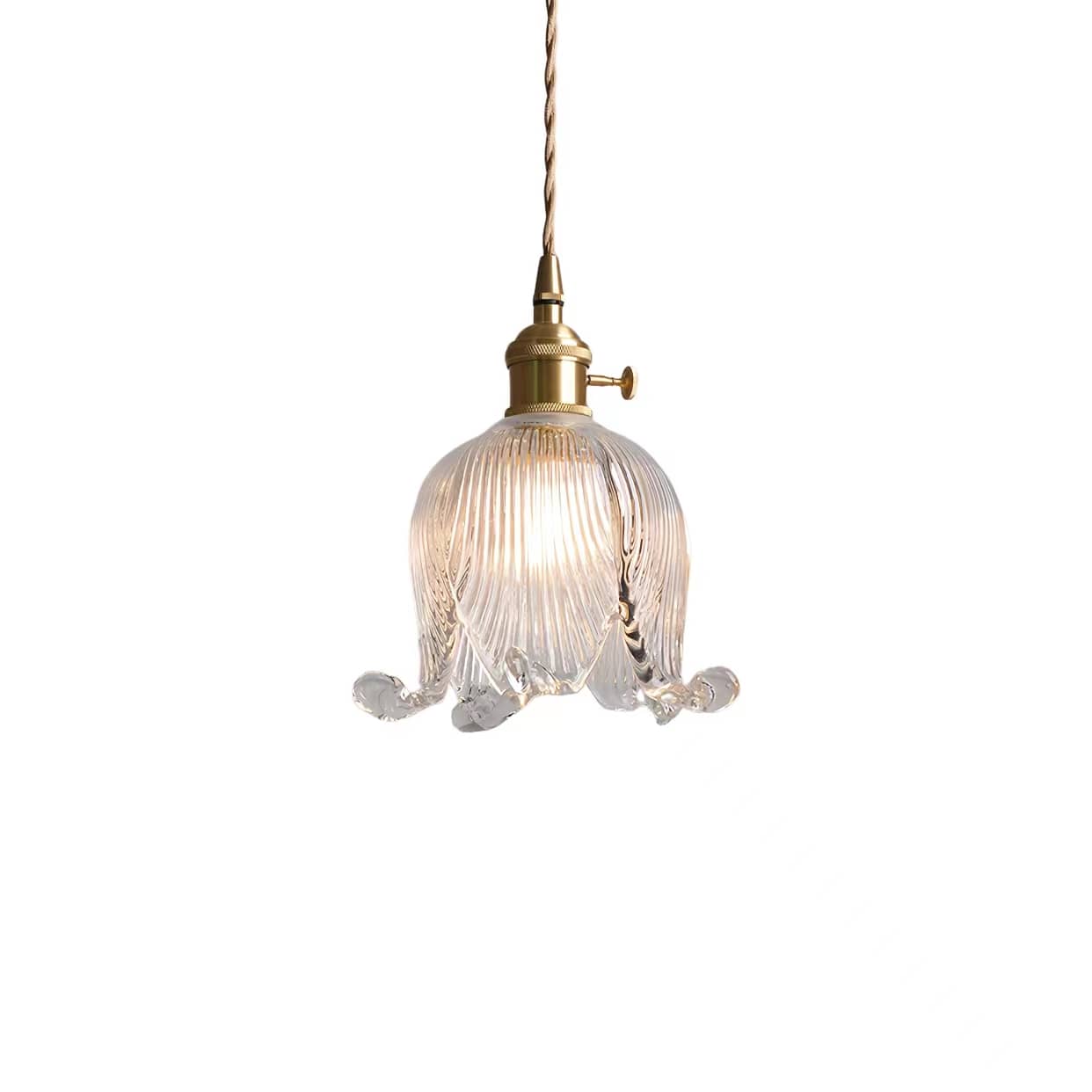 Vintage Tulip Glass Brass Pendant Light