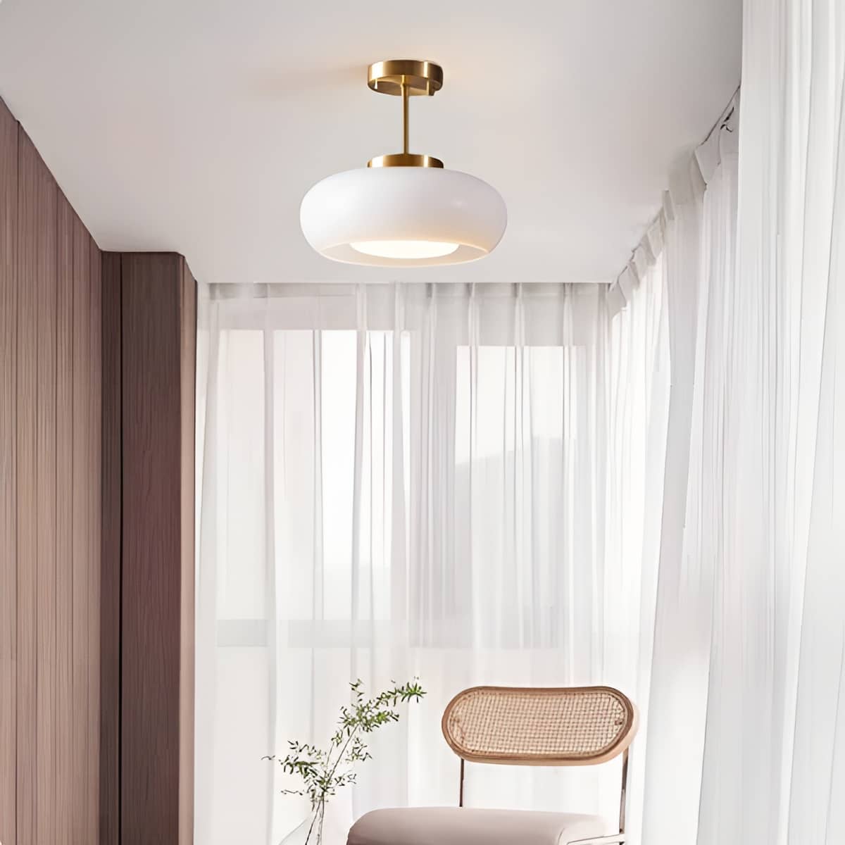 Vintage Bauhaus LED Round Glass Ceiling Light