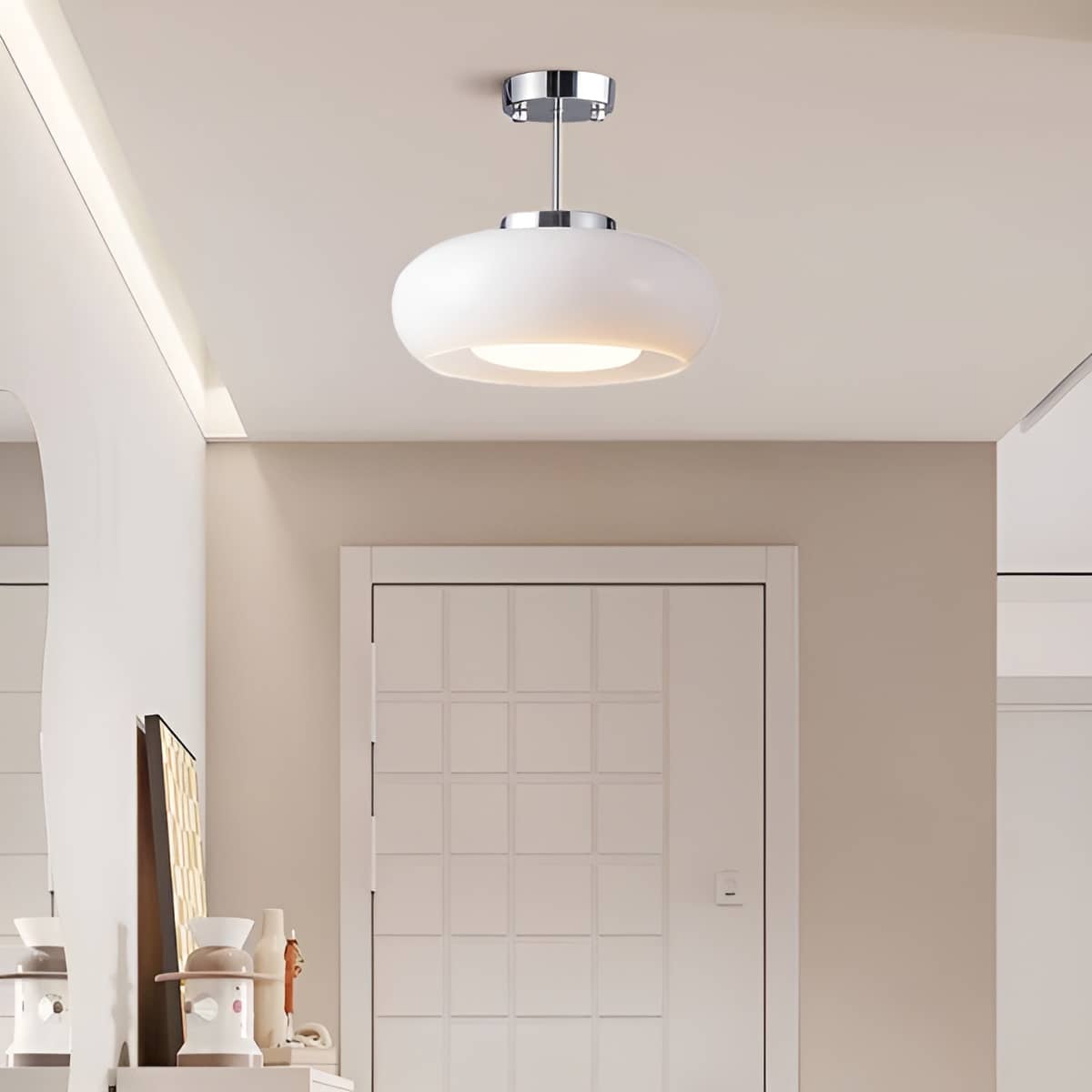 Vintage Bauhaus LED Round Glass Ceiling Light