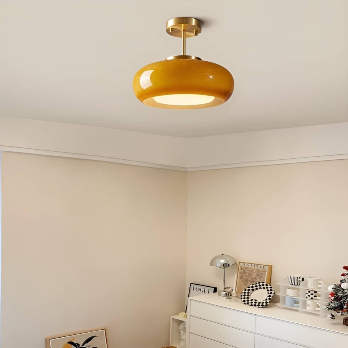 Vintage Bauhaus LED Round Glass Ceiling Light