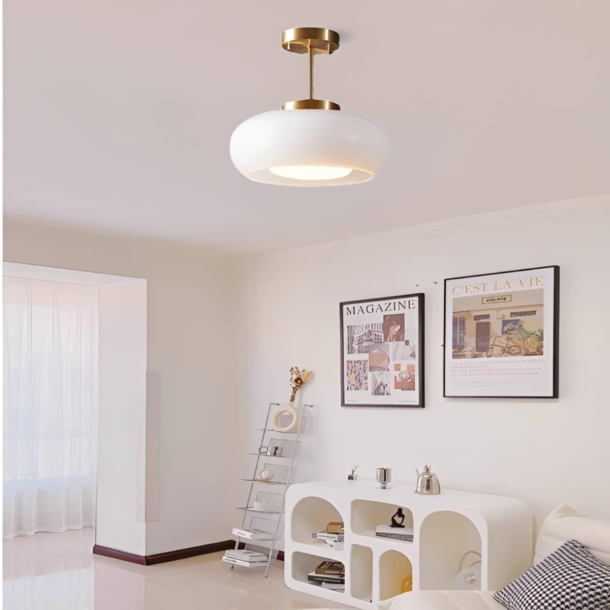 Vintage Bauhaus LED Round Glass Ceiling Light