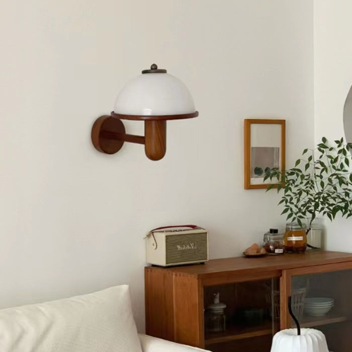 Vintage Creative Wooden Mushroom Wall Lamp