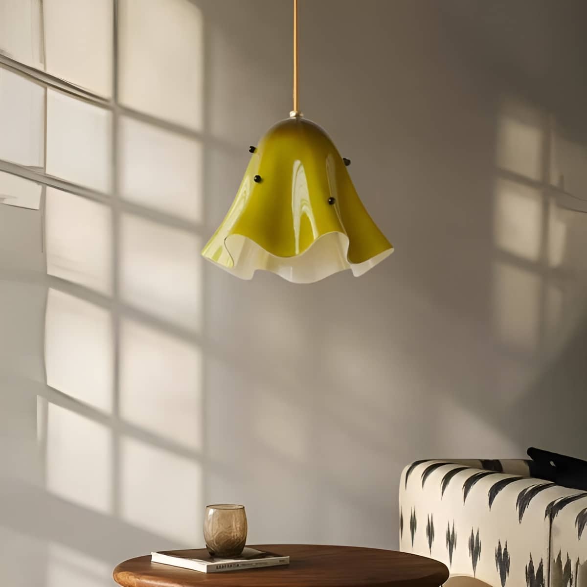 Vintage Flower Small Glass Pendant Light Over Dining Table