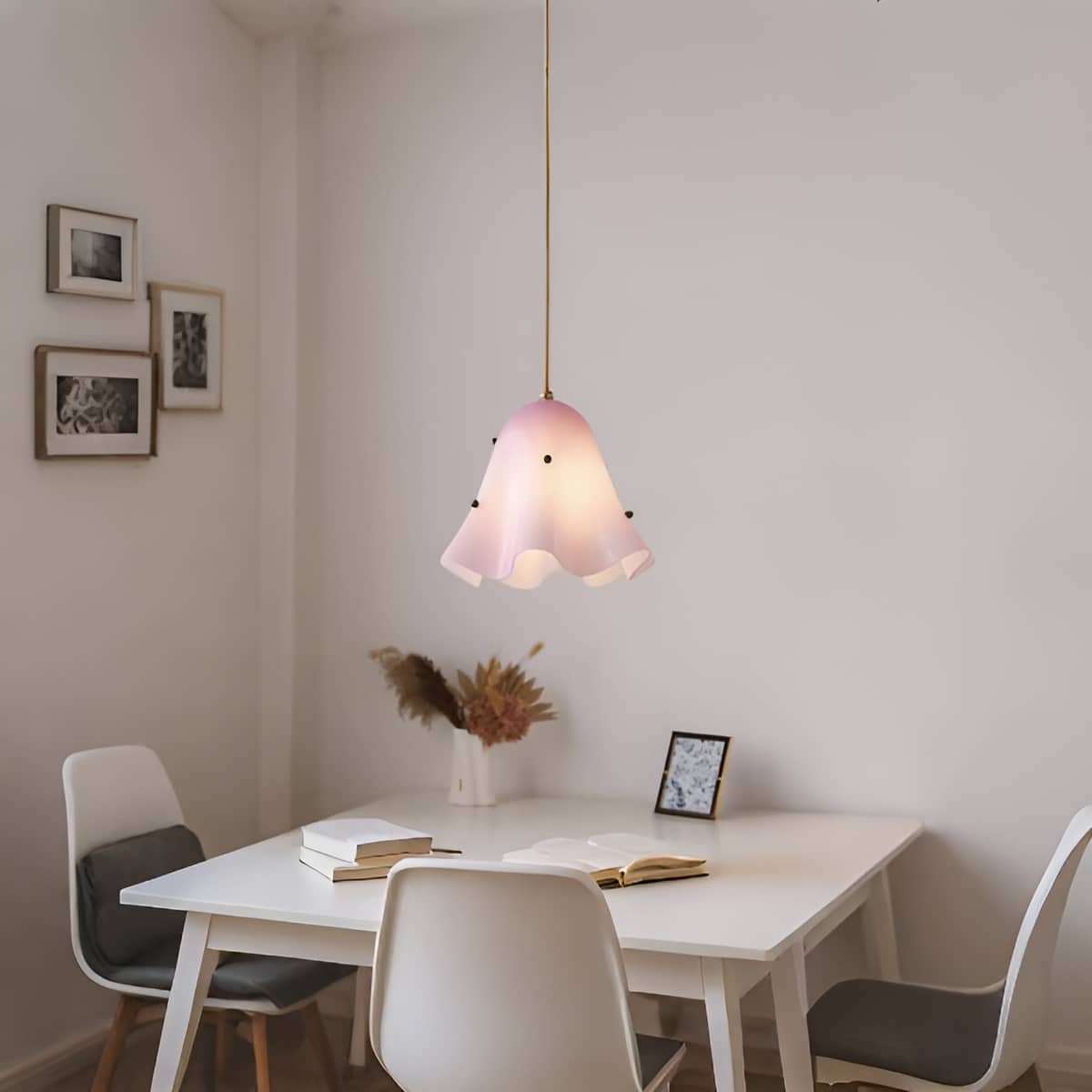 Vintage Flower Small Glass Pendant Light Over Dining Table