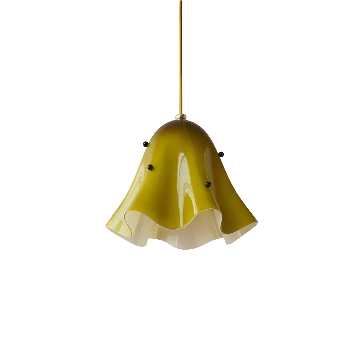 Vintage Flower Small Green Glass Pendant Light Over Dining Table