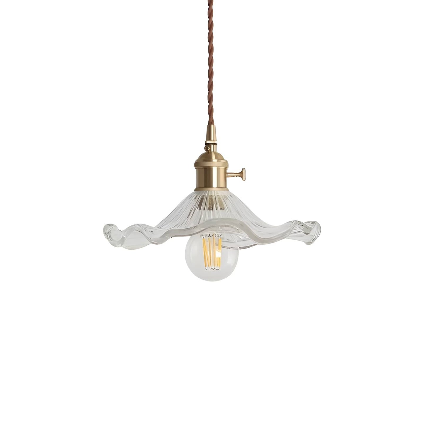 Vintage Glass Hibiscus Flower Pendant Lamp