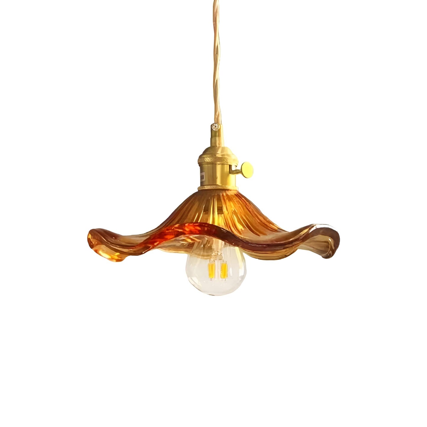 Vintage Glass Hibiscus Flower Pendant Lamp