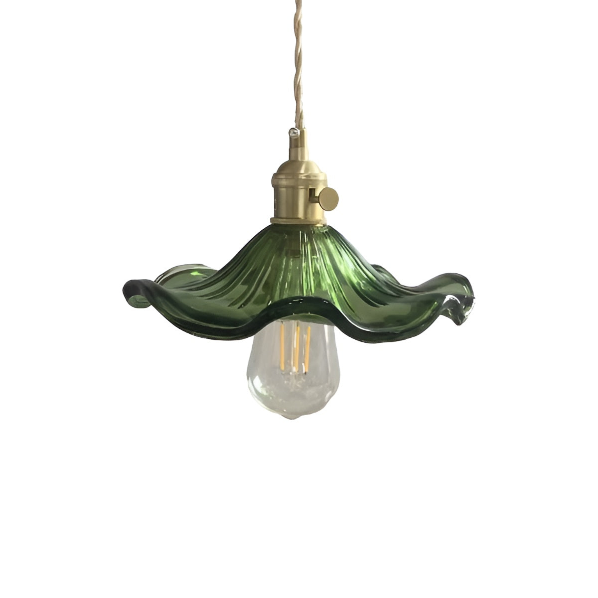 Vintage Glass Hibiscus Flower Pendant Lamp