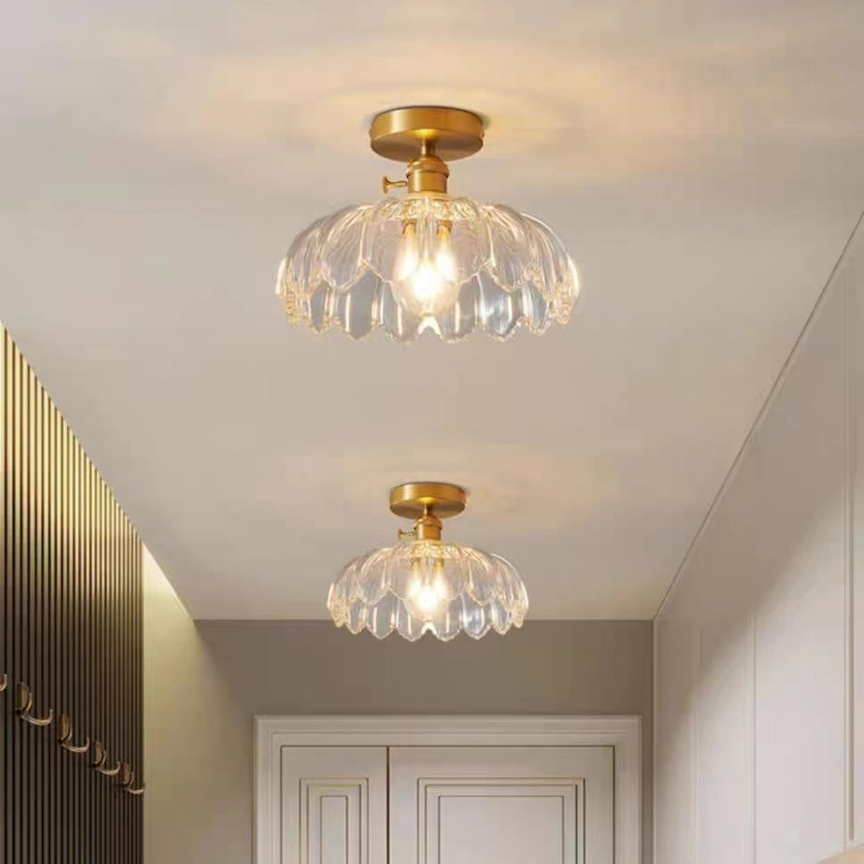 Vintage Lotus Flower Glass Ceiling Lamp