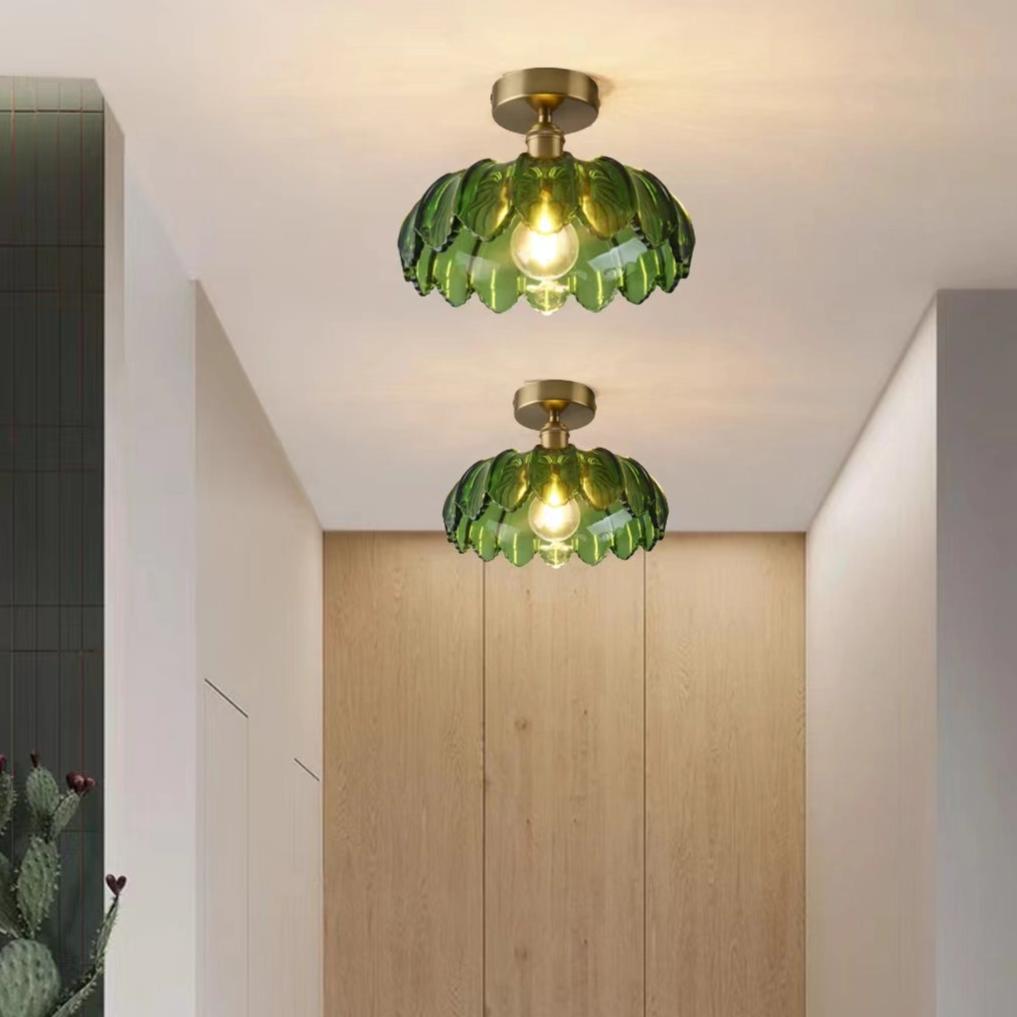 Vintage Lotus Flower Glass Ceiling Lamp