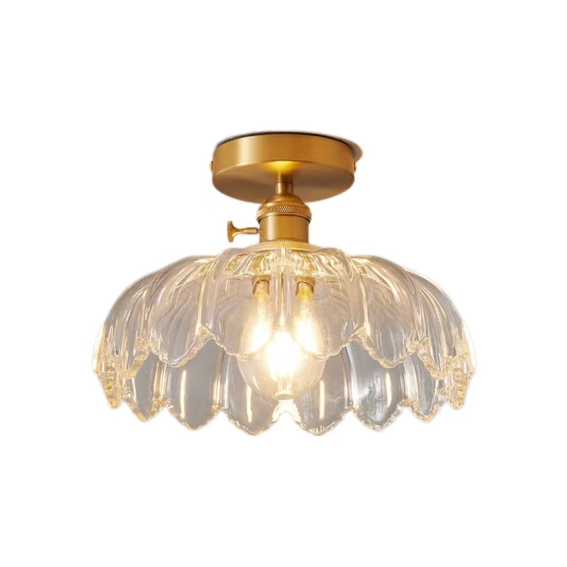 Vintage Lotus Flower Glass Ceiling Lamp