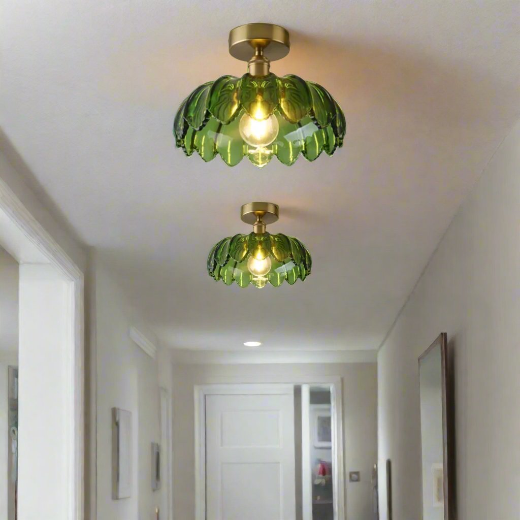 Vintage Lotus Flower Glass Ceiling Lamp