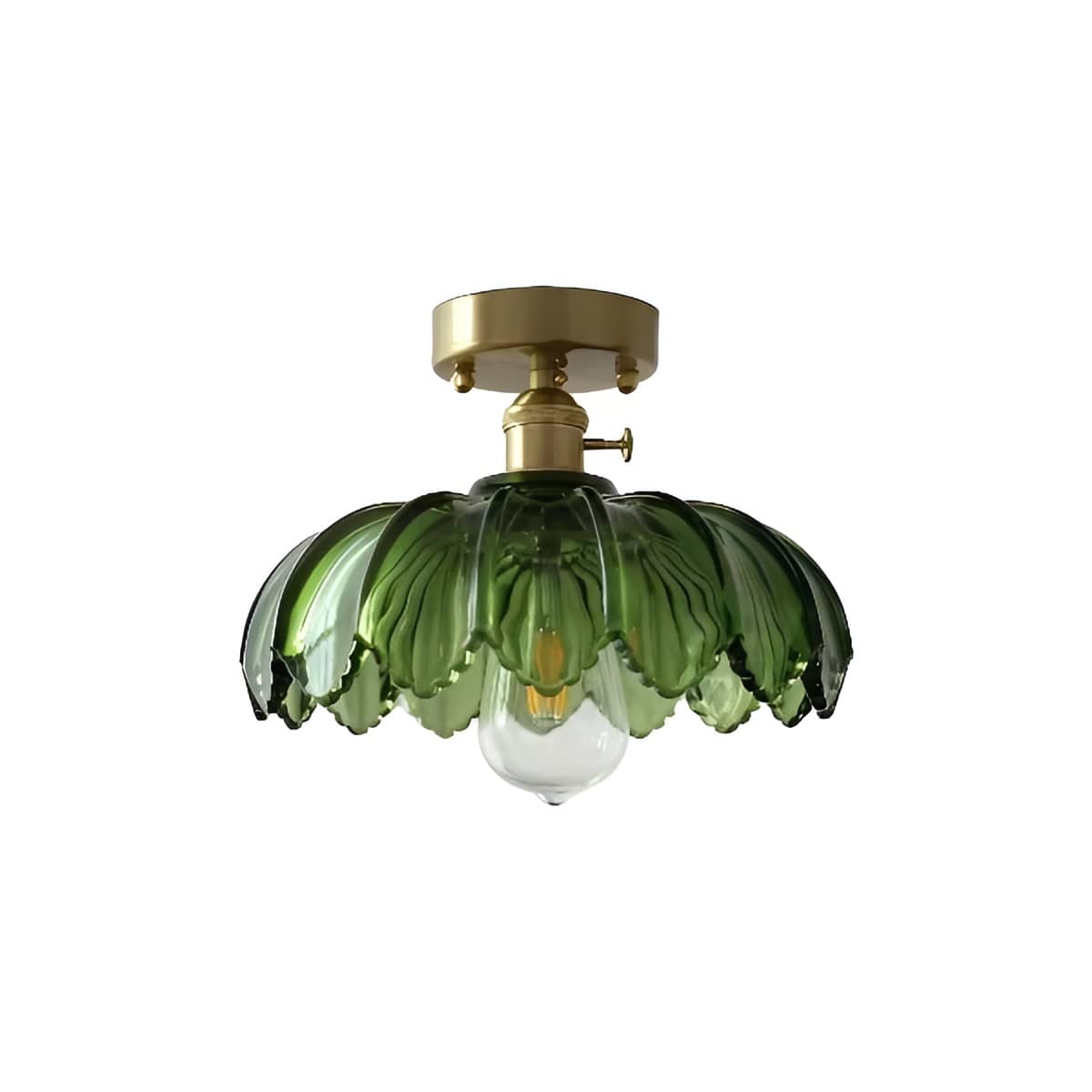 Antique Art Nouveau Lotus Flower Glass Brass Ceiling Light – Shine